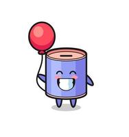 cylinder piggy bank mascot illustration is playing balloon vector
