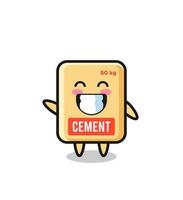 cement sack cartoon character doing wave hand gesture vector