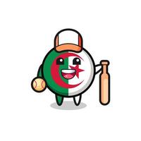 personaje de dibujos animados de la bandera de Argelia como jugador de béisbol vector