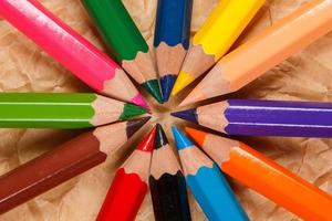 Closeup of multicolored pencils photo