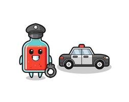 Cartoon mascot of square poison bottle as a police vector