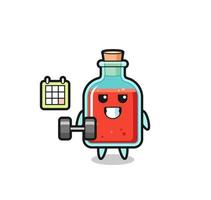 square poison bottle mascot cartoon doing fitness with dumbbell vector