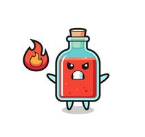 square poison bottle character cartoon with angry gesture vector