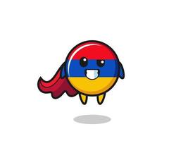 el lindo personaje de la bandera de armenia como un superhéroe volador vector