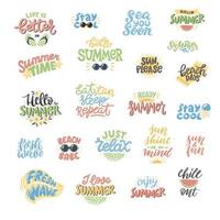 Colourful summer lettering set in hand-drawn style.