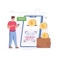 Check out modern flat illustration of QR wallet