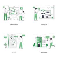 ilustraciones planas de agentes inmobiliarios vector