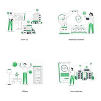 Set of AI Technology Flat Illustrations vector