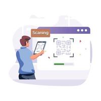 A scalable flat illustration of mobile scanning vector