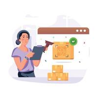 Parcel scanning flat illustration with scalability vector