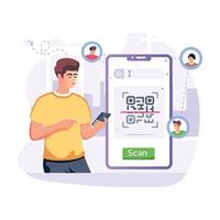 una ilustración plana personalizable de verificación qr vector