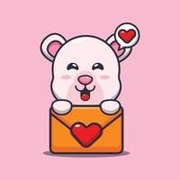 cute polar bear cartoon character with love message vector