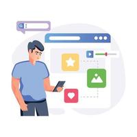 A flat vector of social media, character vector