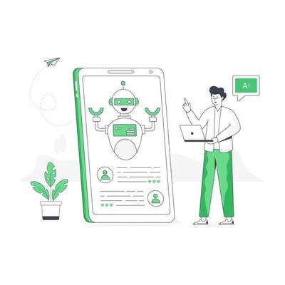 Grab this amazing flat illustration of mobile assistant
