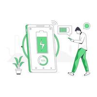 Wireless charging flat illustration is available for premium download vector