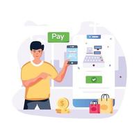 Contactless payment flat illustration is up for premium use vector