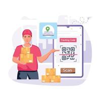 una ilustración plana personalizable de verificación qr vector