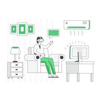 An illustration of VR room in flat style vector