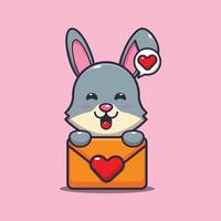 lindo personaje de dibujos animados de conejo con mensaje de amor vector