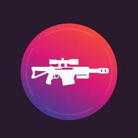 Sniper rifle icon, modern long range firearm, vector illustration