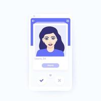 Dating mobile app design, vector ui