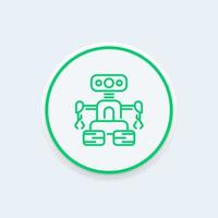 Robotics line icon, robot vector, mechanical engineering round icon, robot pictogram, vector illustration