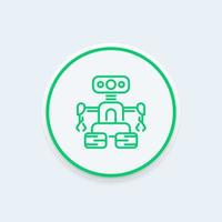 Robotics line icon, robot vector, mechanical engineering round icon, robot pictogram, vector illustration