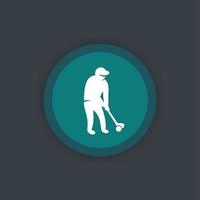 golf icon, pictogram, golf player, golfer round green icon, vector illustration