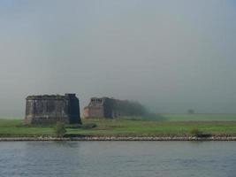 the Rhine river near Wesel in the morning photo