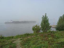 the Rhine river near Wesel in the morning photo