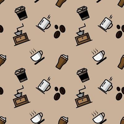Vector icon coffee seamless pattern.