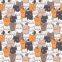 Vector cute cats pastel color seamless pattern background.