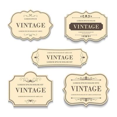 Vector set vintage label and frame element.