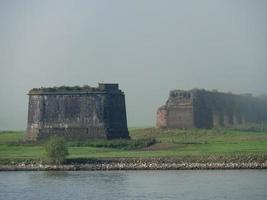 the Rhine river near Wesel in the morning photo