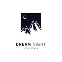 mountain logos. illustration mountain with midnight background vector