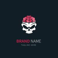 brain logo vector. The illustration of a skull with a brain looks fresh. vector