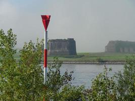 the Rhine river near Wesel in the morning photo