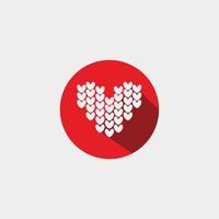 bundle cute love heart icon in red circle sign logo concept - isolated on white background vector