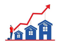 Business in real estate or housing price rising up concept vector