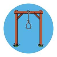 una horca de madera para la ejecución de un criminal. ilustración vectorial plana.