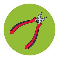 construction red pliers for cutting the cable. flat vector illustration.