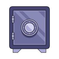coded iron safe for storing money and valuables. flat vector illustration.
