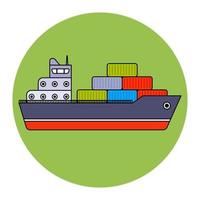 un buque de carga lleva contenedores al puerto. ilustración vectorial plana.