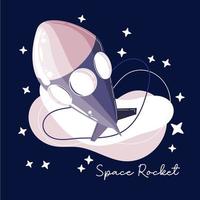 space, cosmonaut and galaxy cartoon style illustration vector