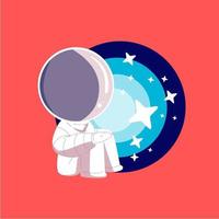 space, cosmonaut and galaxy cartoon style illustration vector