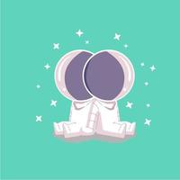 space, cosmonaut and galaxy cartoon style illustration vector