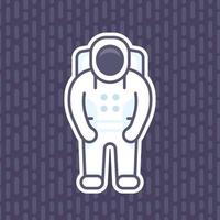 Astronaut icon, flat style, space suit sticker vector