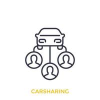 carsharing vector line icon on white