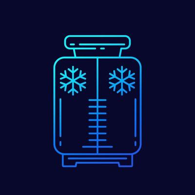 cryotherapy line icon with a cryosauna, vector