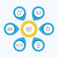 Aspects of cardio training thin line icons, editable modern infographic template, vector illustration